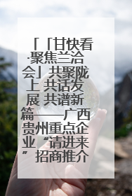「甘快看·聚焦兰洽会」共聚陇上 共话发展 共谱新篇——广西贵州重点企业“请进来”招商推介会扫描