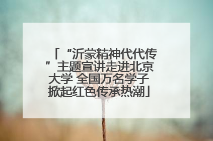 “沂蒙精神代代传”主题宣讲走进北京大学 全国万名学子掀起红色传承热潮