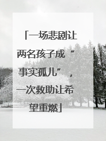 一场悲剧让两名孩子成“事实孤儿”，一次救助让希望重燃