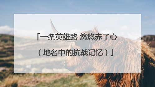 一条英雄路 悠悠赤子心（地名中的抗战记忆）