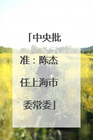 中央批准：陈杰任上海市委常委