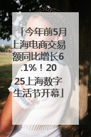 今年前5月上海电商交易额同比增长6.1%！2025上海数字生活节开幕