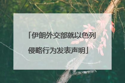 伊朗外交部就以色列侵略行为发表声明