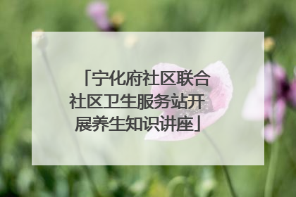 宁化府社区联合社区卫生服务站开展养生知识讲座