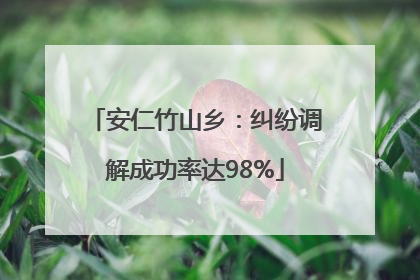 安仁竹山乡：纠纷调解成功率达98%