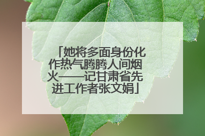 她将多面身份化作热气腾腾人间烟火——记甘肃省先进工作者张文娟