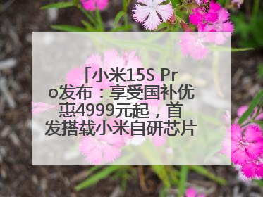小米15S Pro发布：享受国补优惠4999元起，首发搭载小米自研芯片“玄戒O1”3nm旗舰处理器