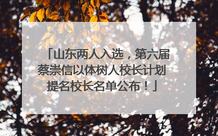 山东两人入选，第六届蔡崇信以体树人校长计划提名校长名单公布！