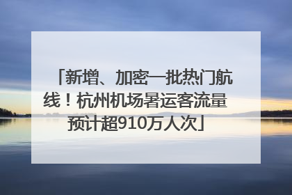 新增、加密一批热门航线！杭州机场暑运客流量预计超910万人次