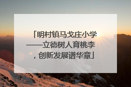 明村镇马戈庄小学——立德树人育桃李，创新发展谱华章