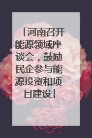 河南召开能源领域座谈会，鼓励民企参与能源投资和项目建设