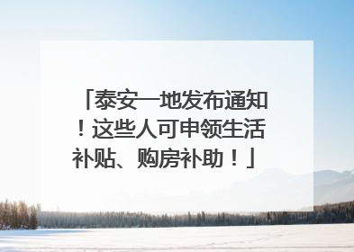 泰安一地发布通知！这些人可申领生活补贴、购房补助！