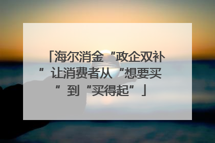 海尔消金“政企双补”让消费者从“想要买”到“买得起”