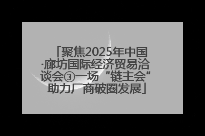 聚焦2025年中国·廊坊国际经济贸易洽谈会③一场“链主会” 助力厂商破圈发展