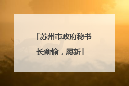 苏州市政府秘书长俞愉，履新
