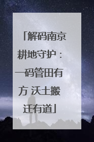 解码南京耕地守护：一码管田有方 沃土搬迁有道