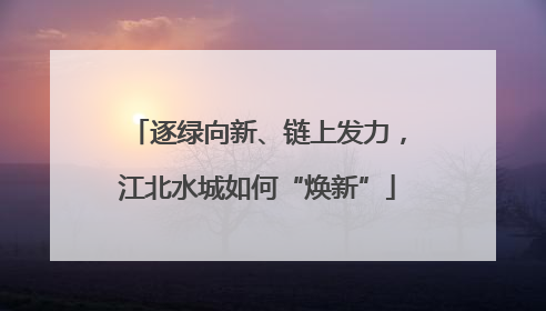 逐绿向新、链上发力，江北水城如何“焕新”