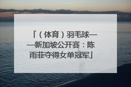 （体育）羽毛球——新加坡公开赛：陈雨菲夺得女单冠军